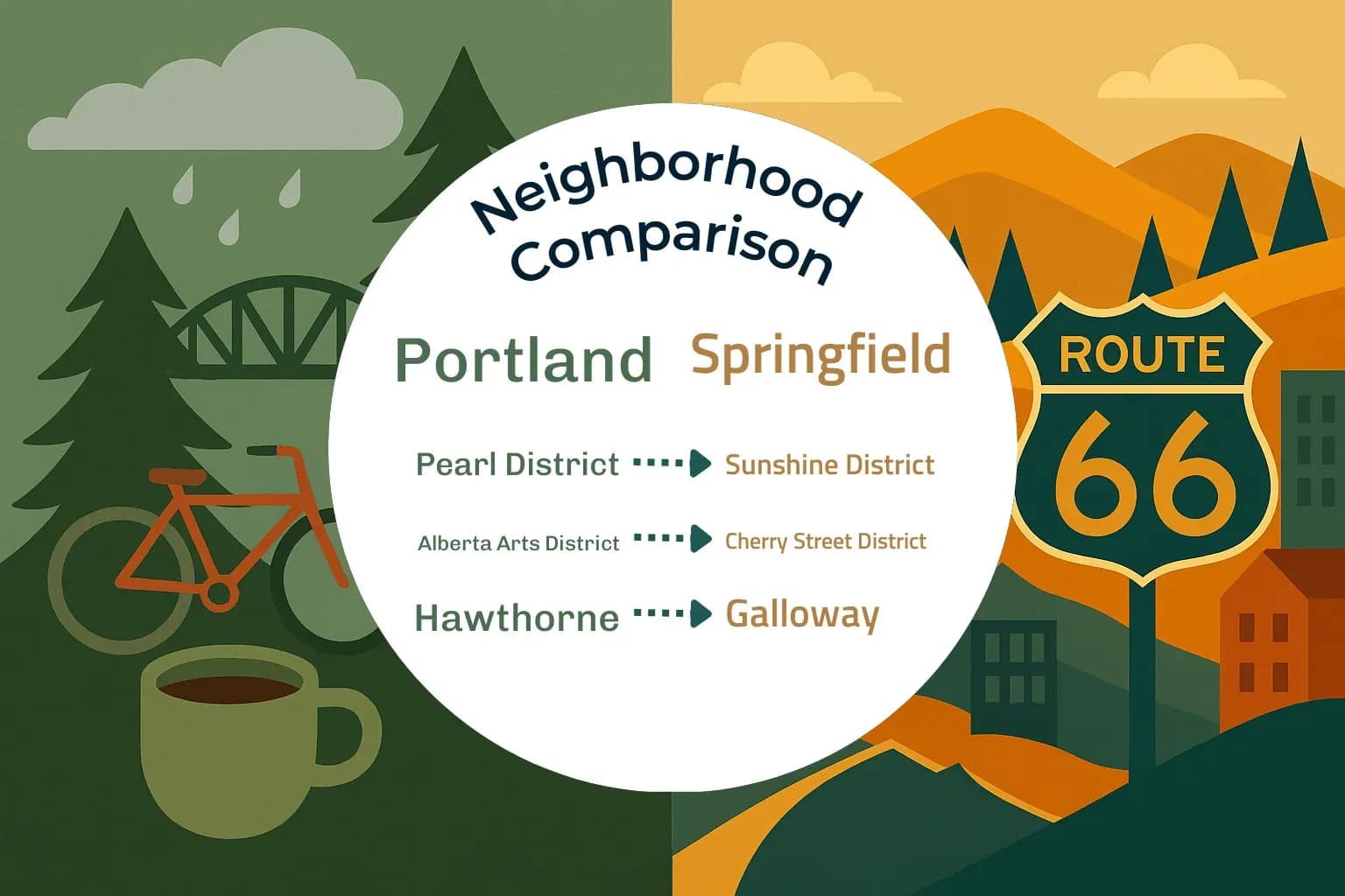 Portland vs Springfield Neighborhood Comparison
