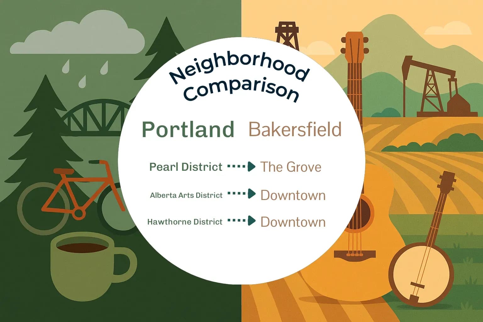 Portland vs Bakersfield Neighborhood Comparison