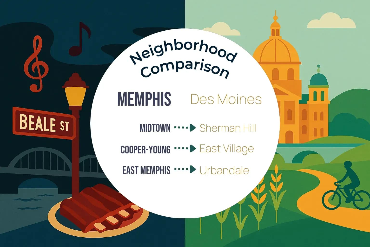 Memphis vs Des Moines Neighborhood Comparison