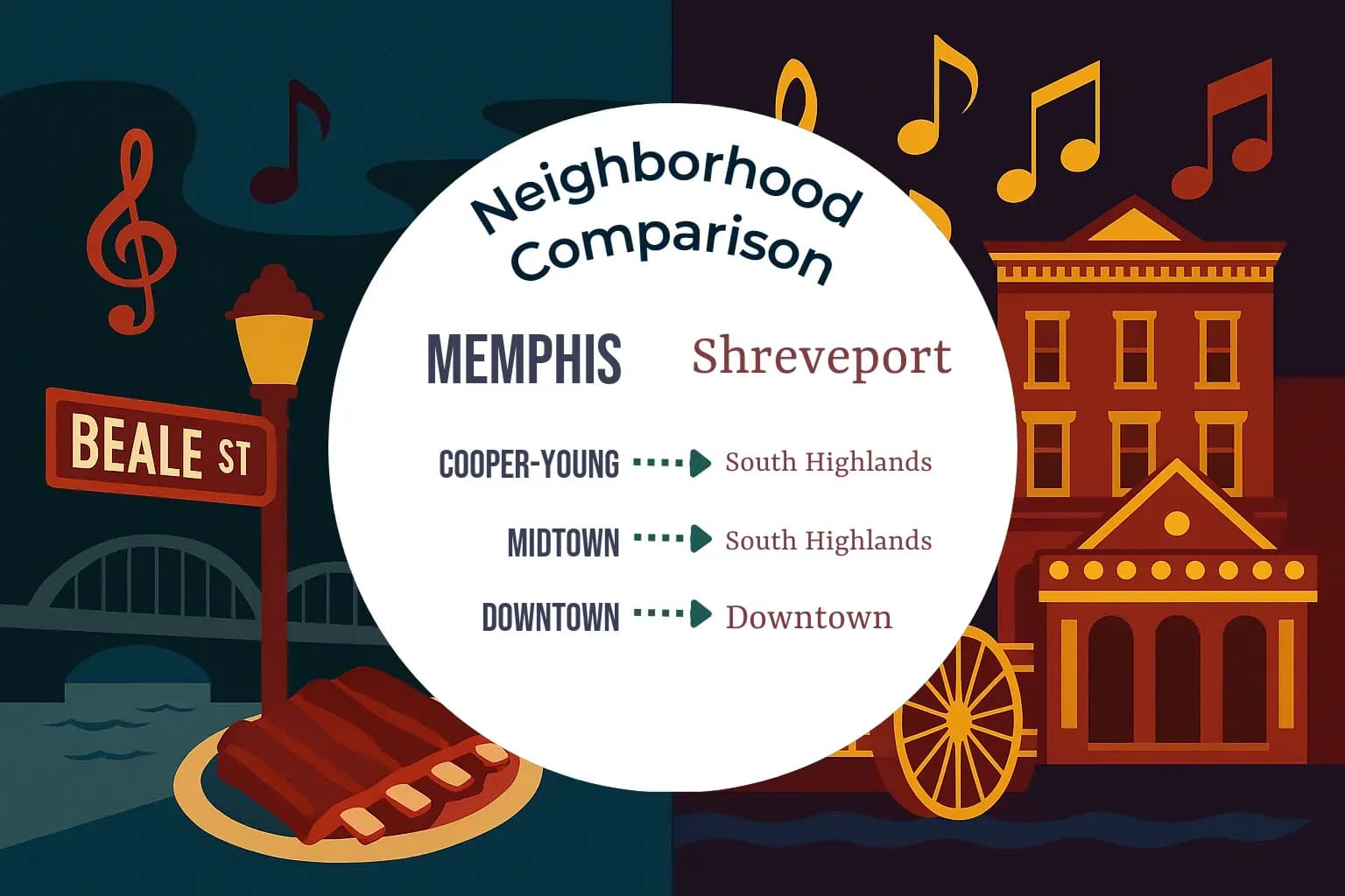 Memphis vs Shreveport Neighborhood Comparison