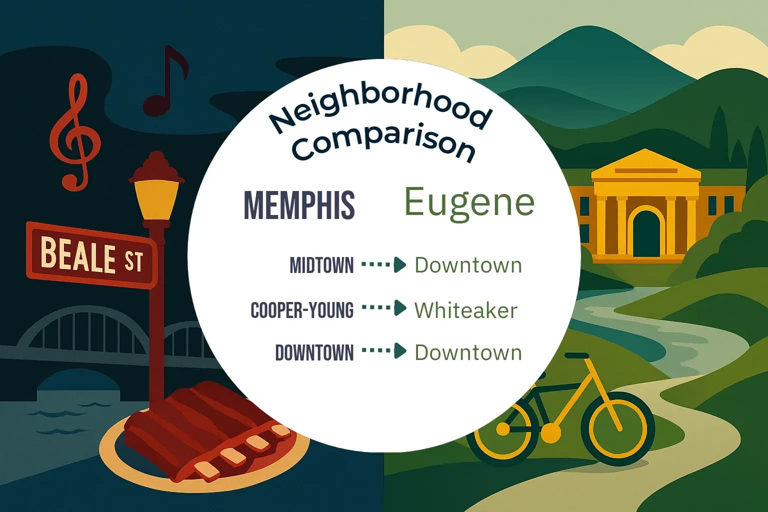 Memphis vs Eugene Neighborhood Comparison