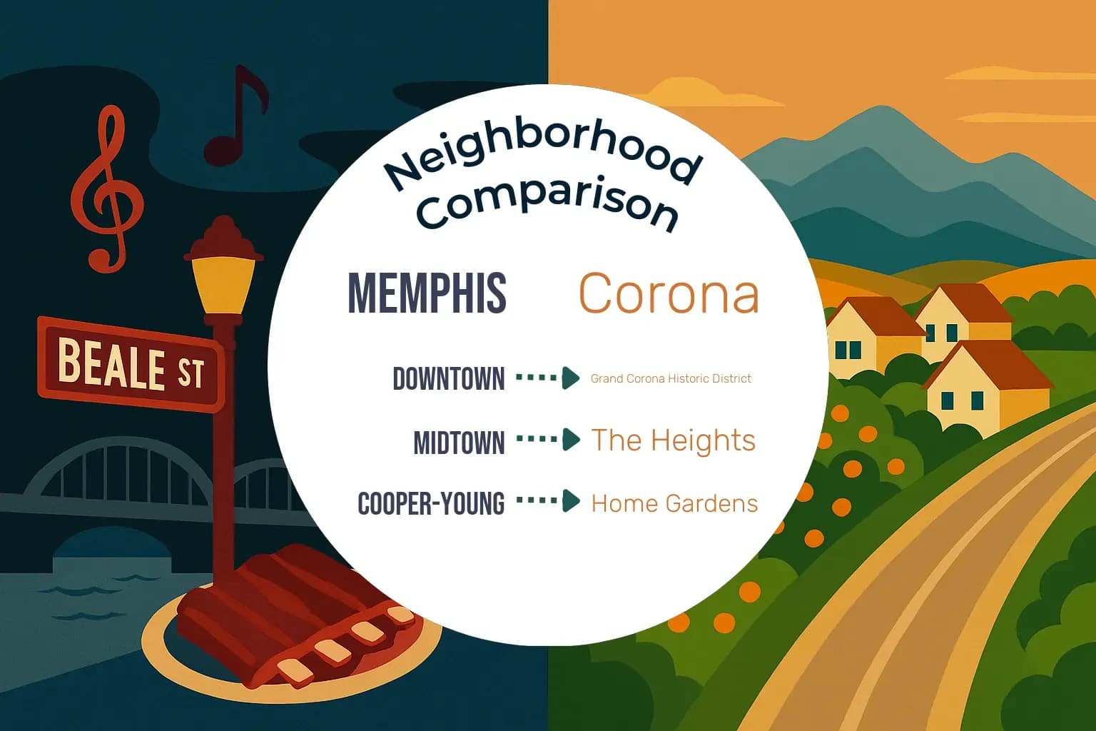 Memphis vs Corona Neighborhood Comparison