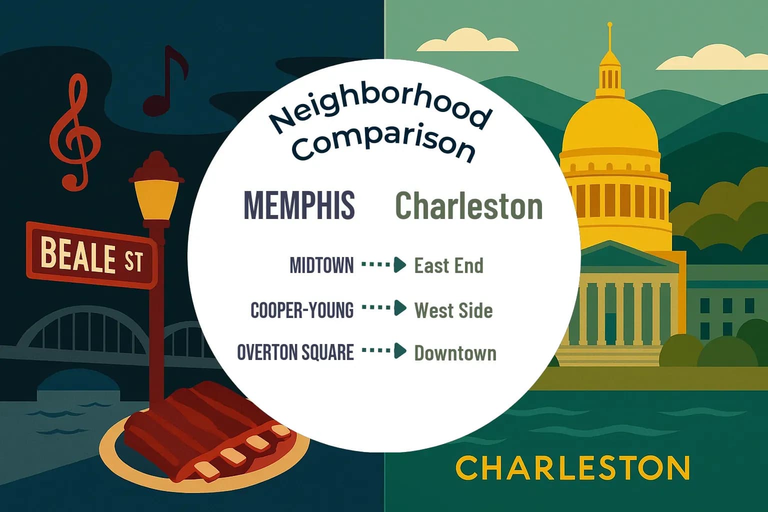 Memphis vs Charleston Neighborhood Comparison