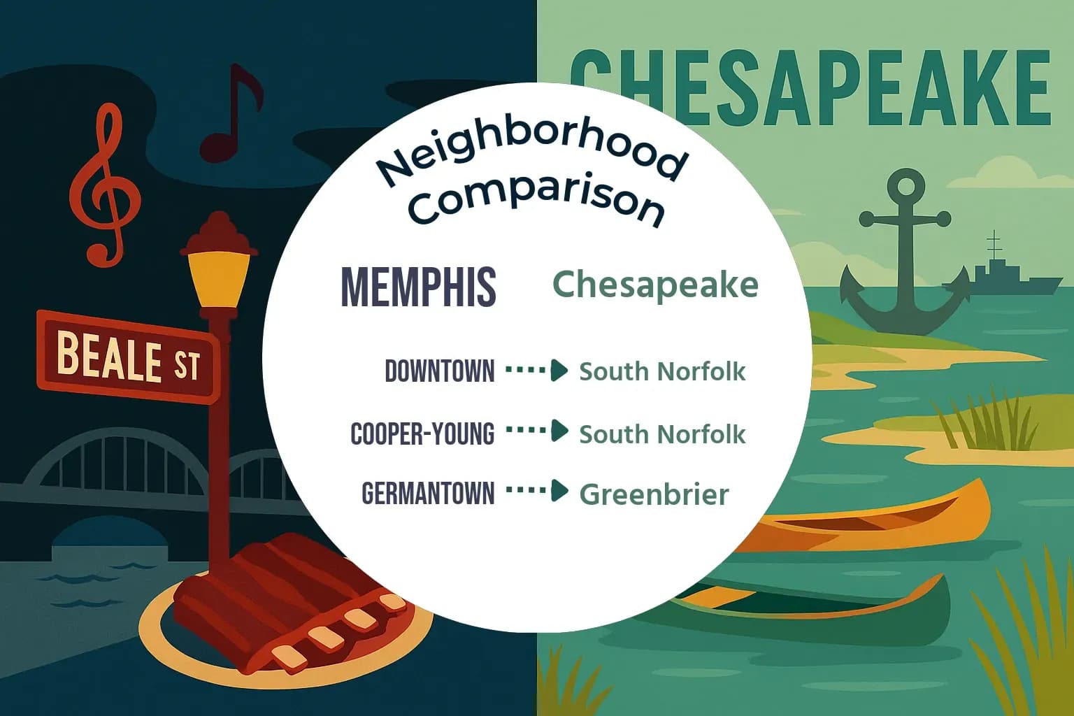 Memphis vs Chesapeake Neighborhood Comparison