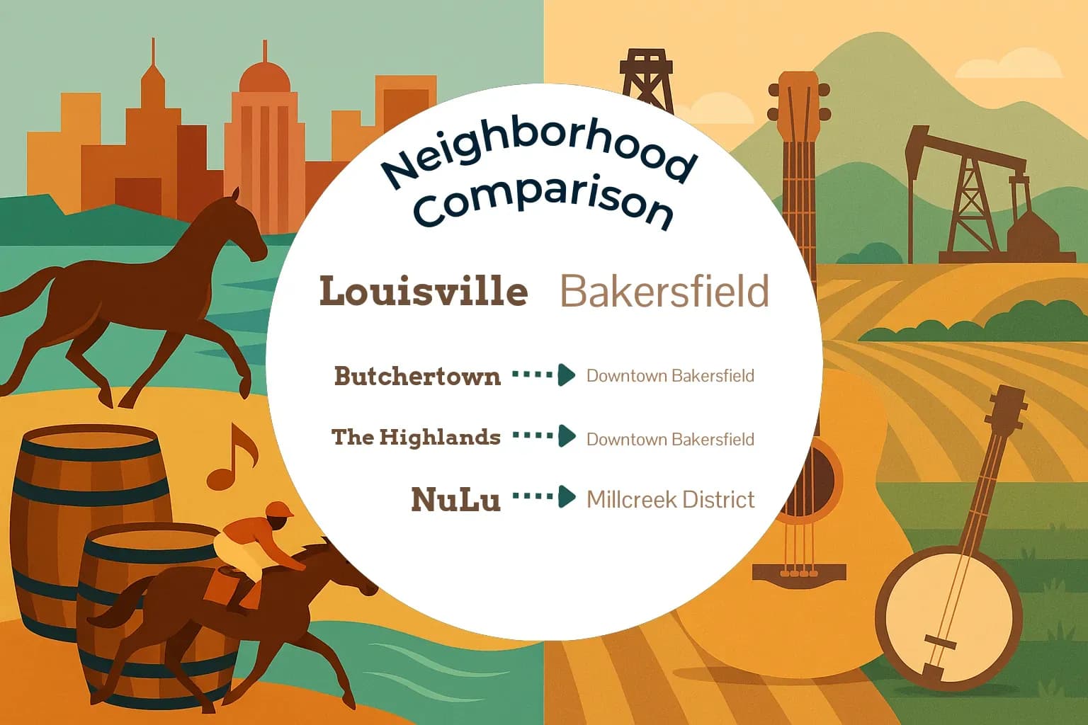 Louisville vs Bakersfield Neighborhood Comparison