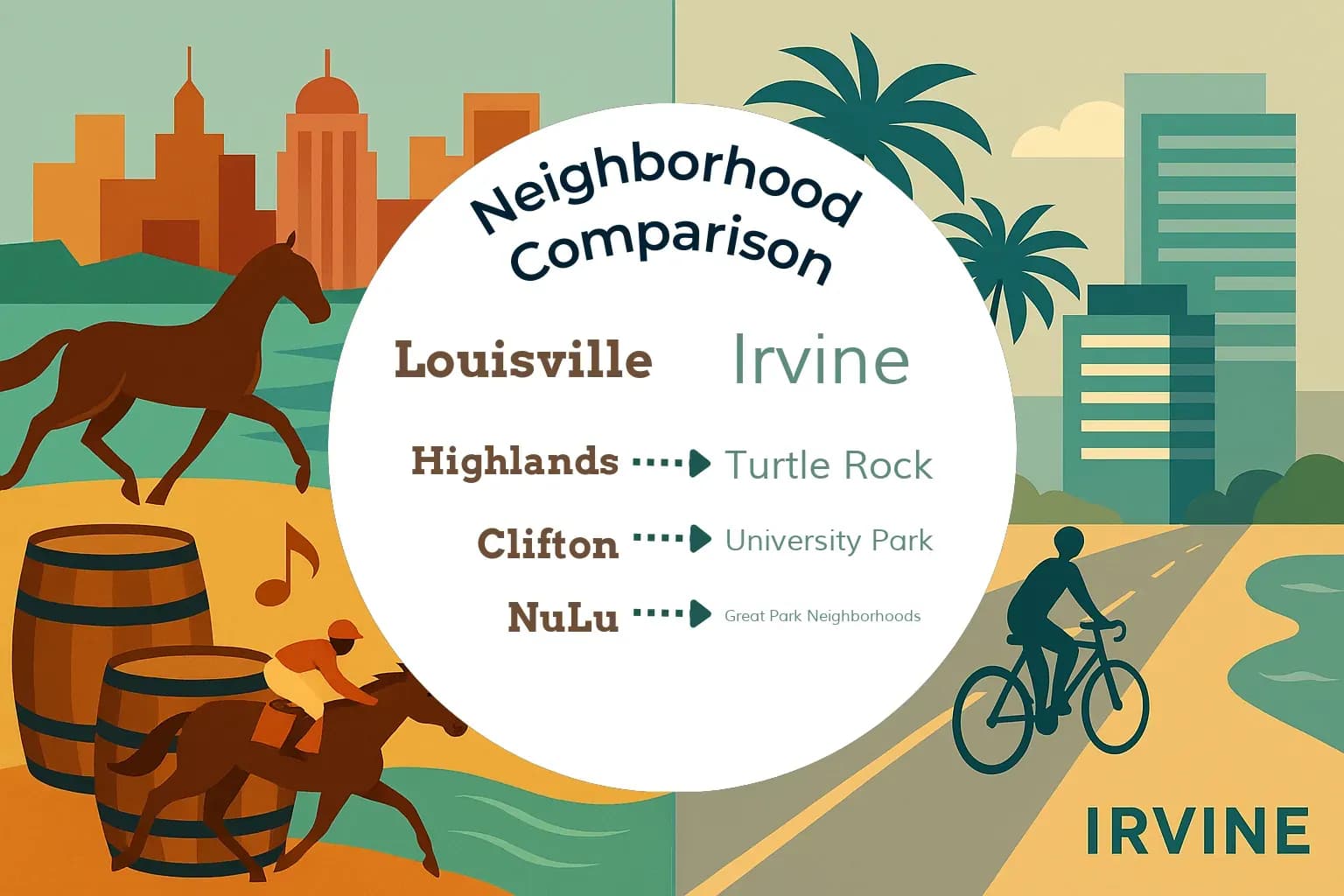 Louisville vs Irvine Neighborhood Comparison