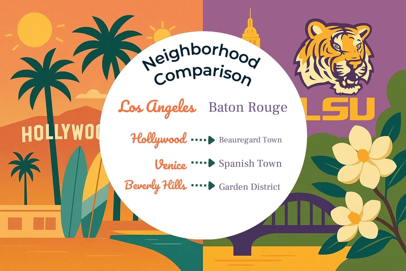 Los Angeles vs Baton Rouge Neighborhood Comparison