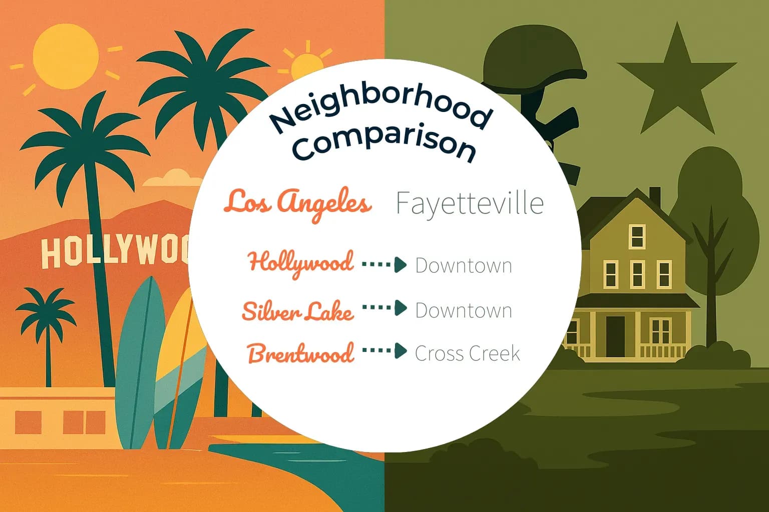 Los Angeles vs Fayetteville Neighborhood Comparison
