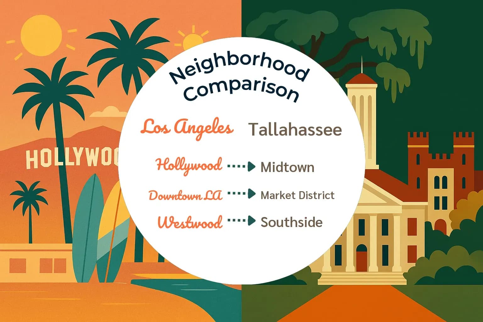Los Angeles vs Tallahassee Neighborhood Comparison