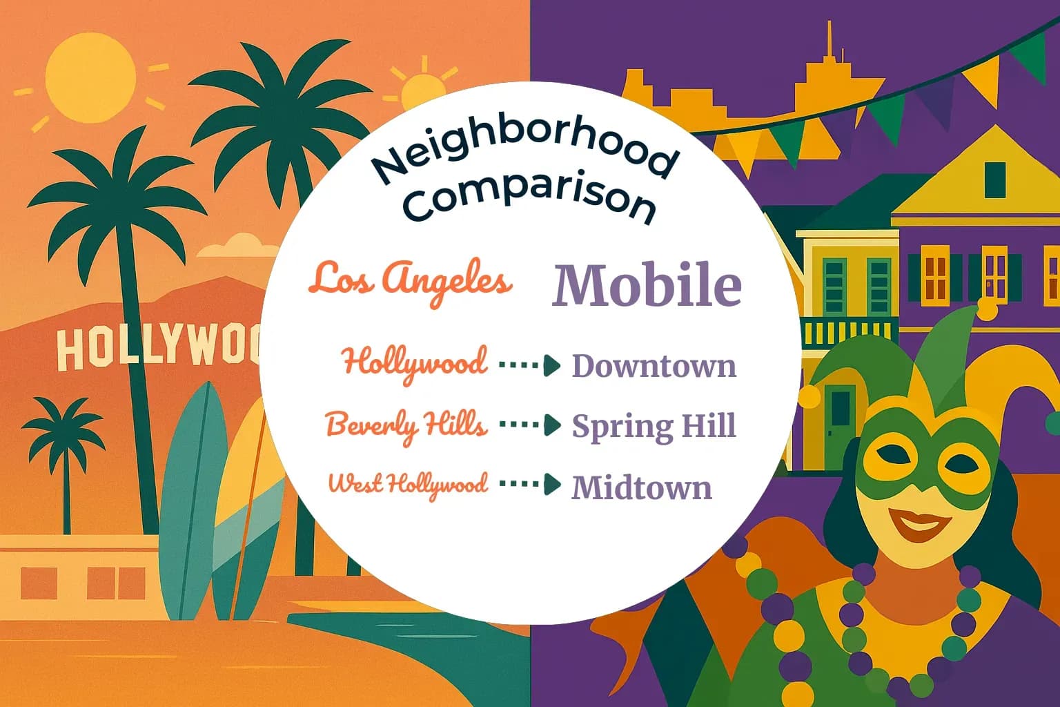 Los Angeles vs Mobile Neighborhood Comparison
