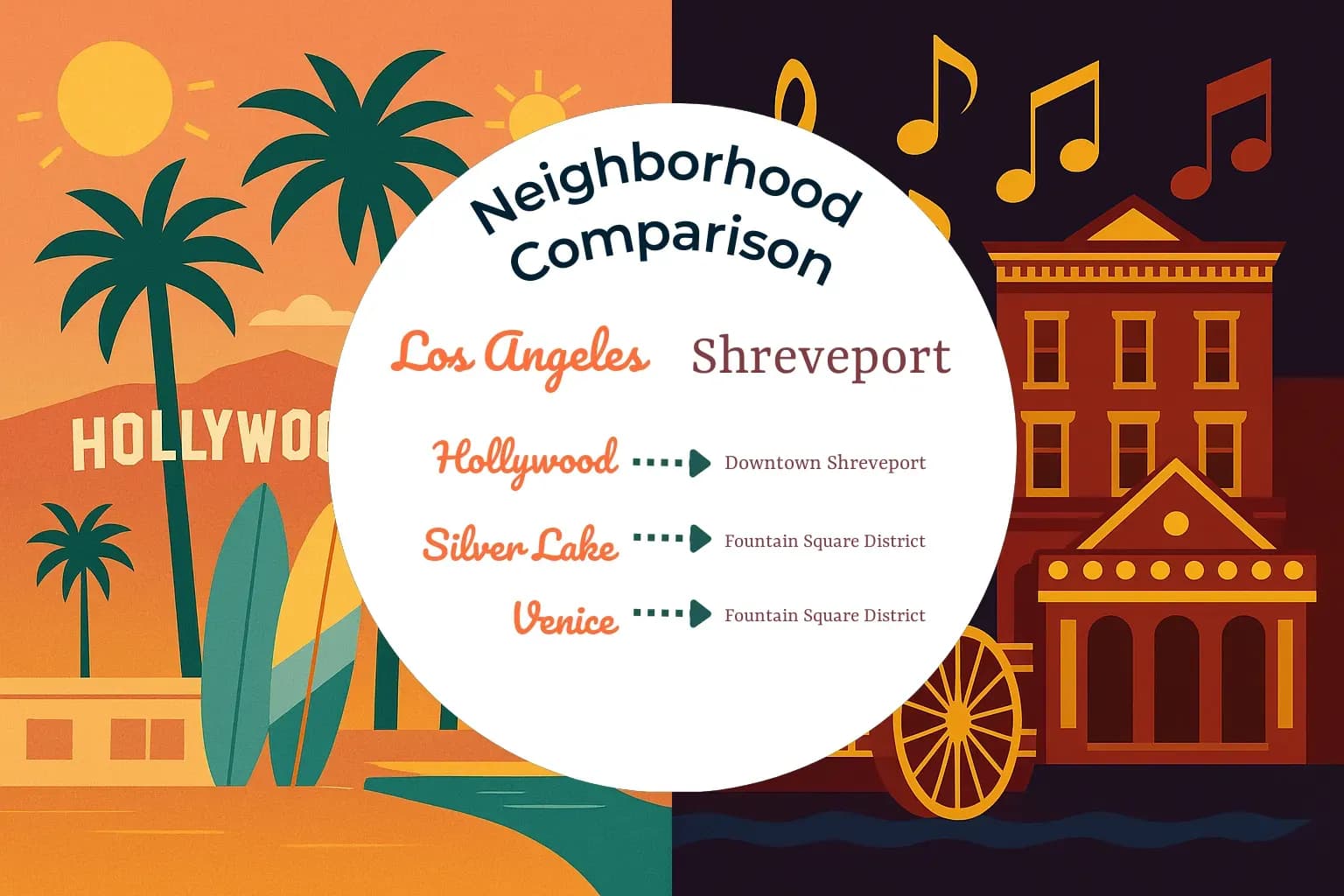 Los Angeles vs Shreveport Neighborhood Comparison