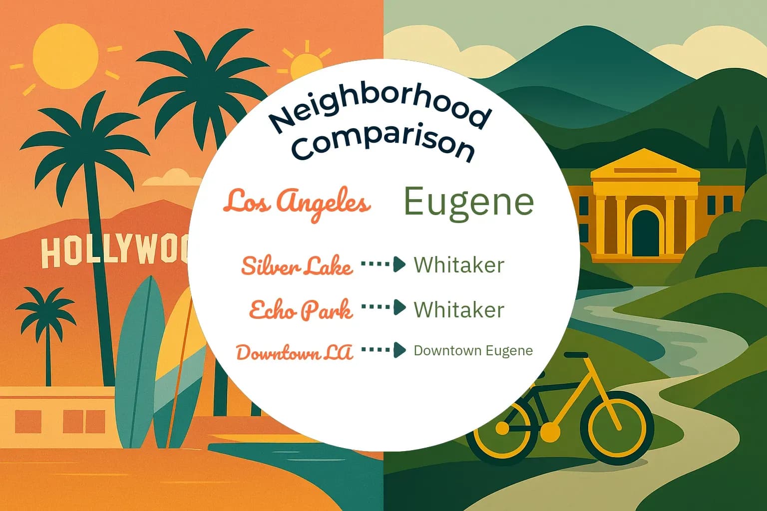Los Angeles vs Eugene Neighborhood Comparison