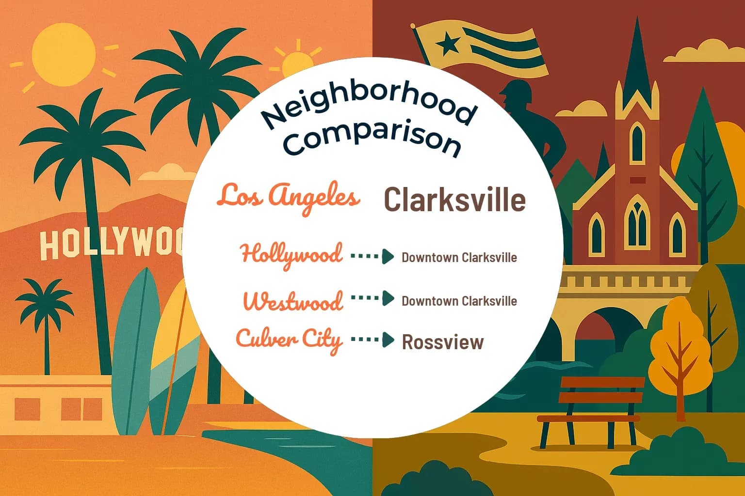 Los Angeles vs Clarksville Neighborhood Comparison