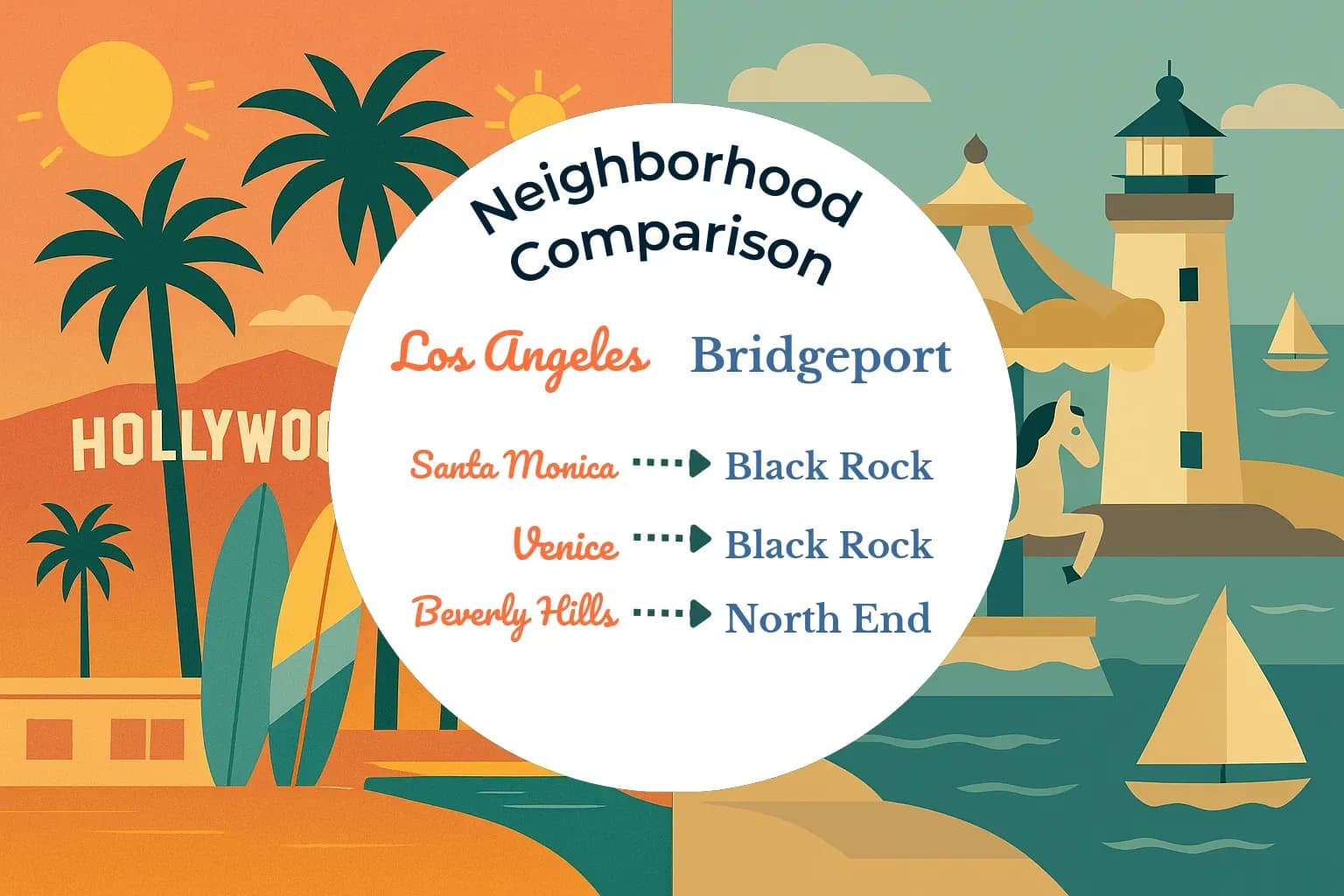 Los Angeles vs Bridgeport Neighborhood Comparison