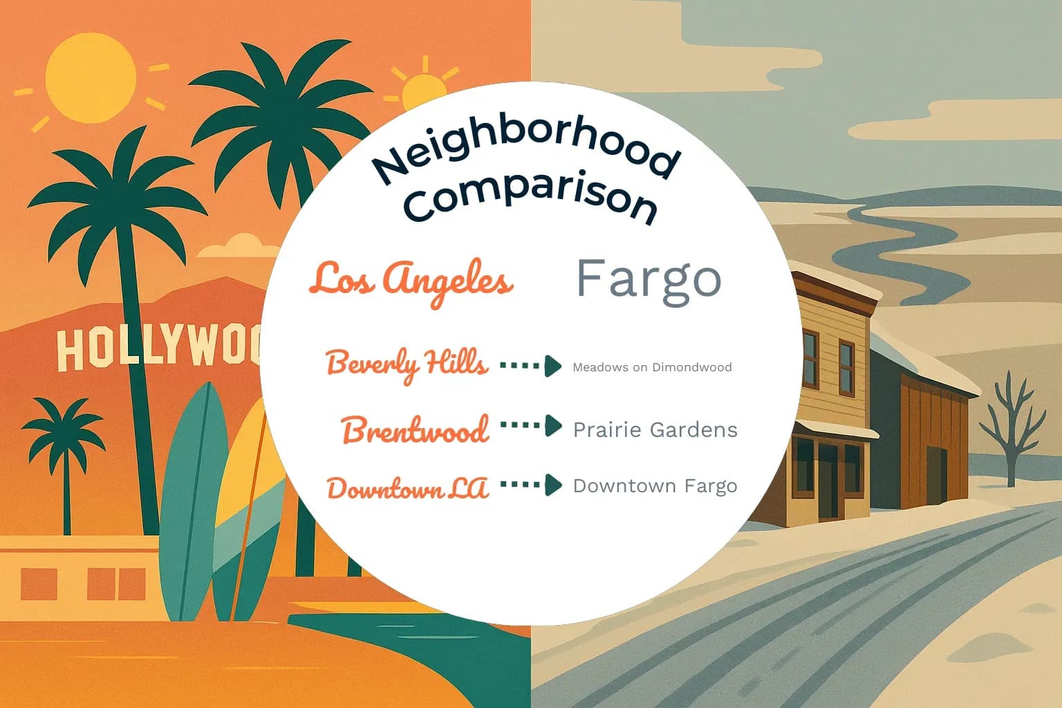 Los Angeles vs Fargo Neighborhood Comparison