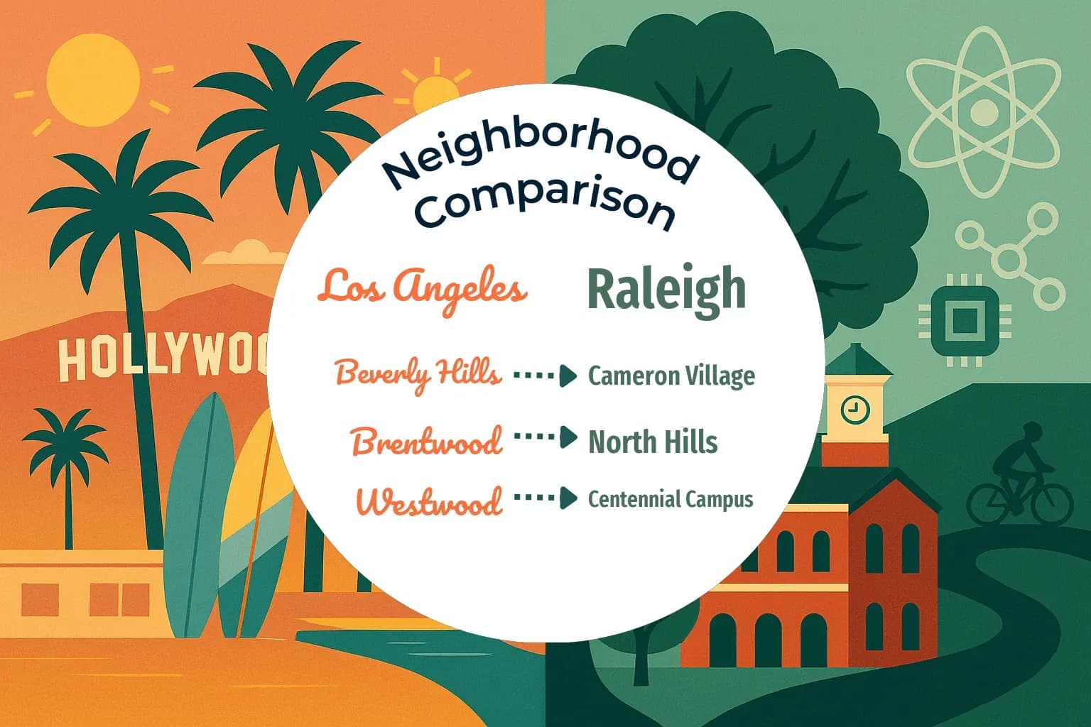 Los Angeles vs Raleigh Neighborhood Comparison