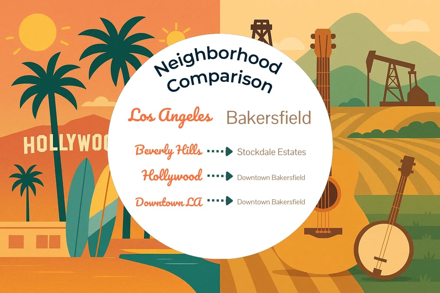 Los Angeles vs Bakersfield Neighborhood Comparison