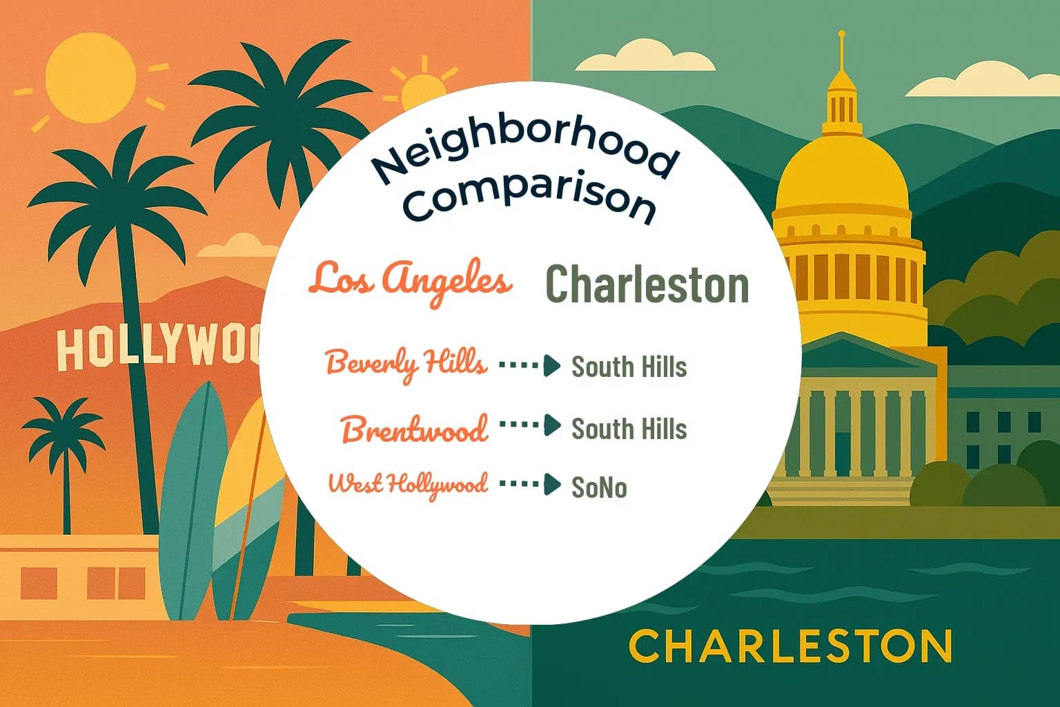 Los Angeles vs Charleston Neighborhood Comparison