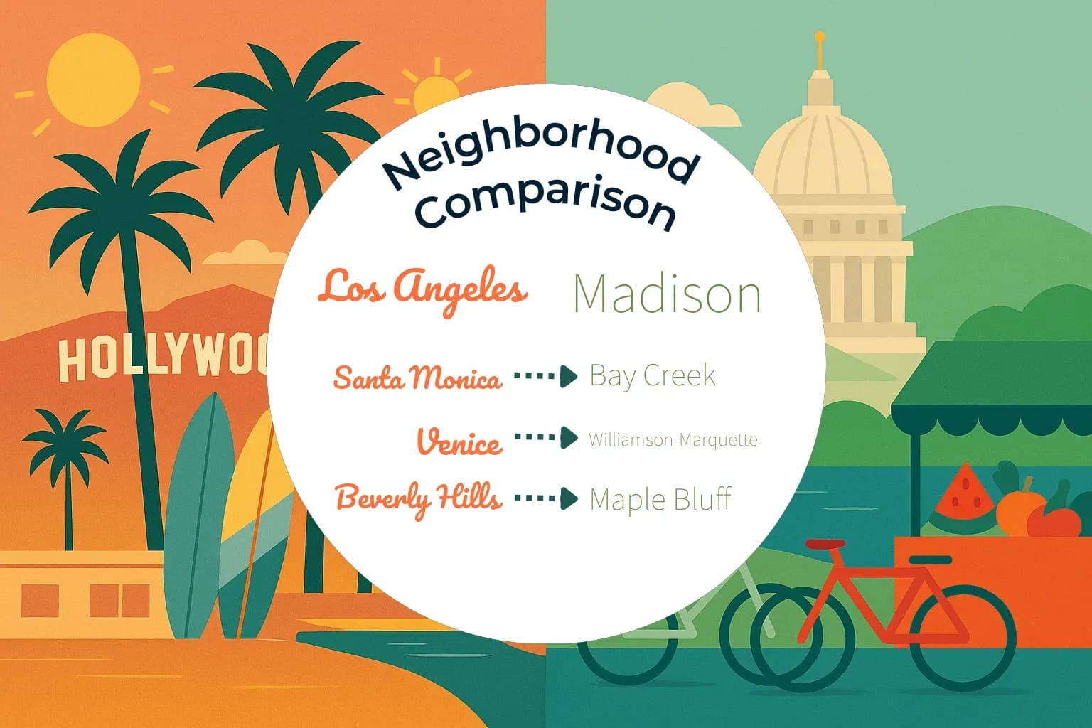 Los Angeles vs Madison Neighborhood Comparison
