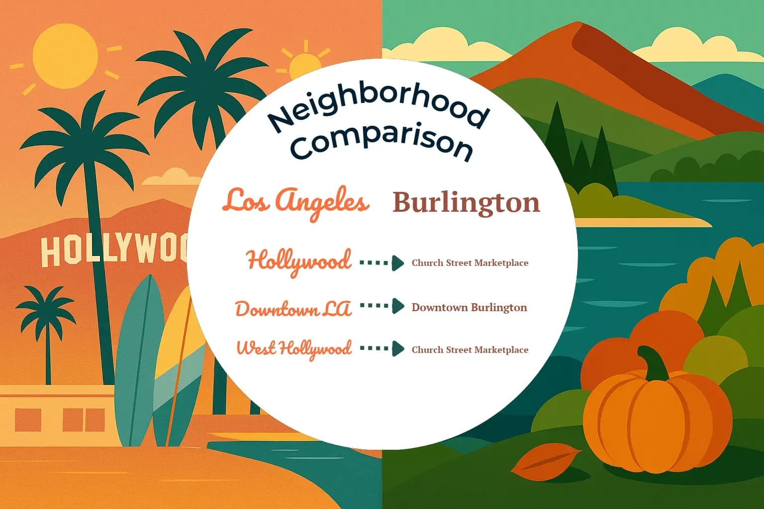 Los Angeles vs Burlington Neighborhood Comparison