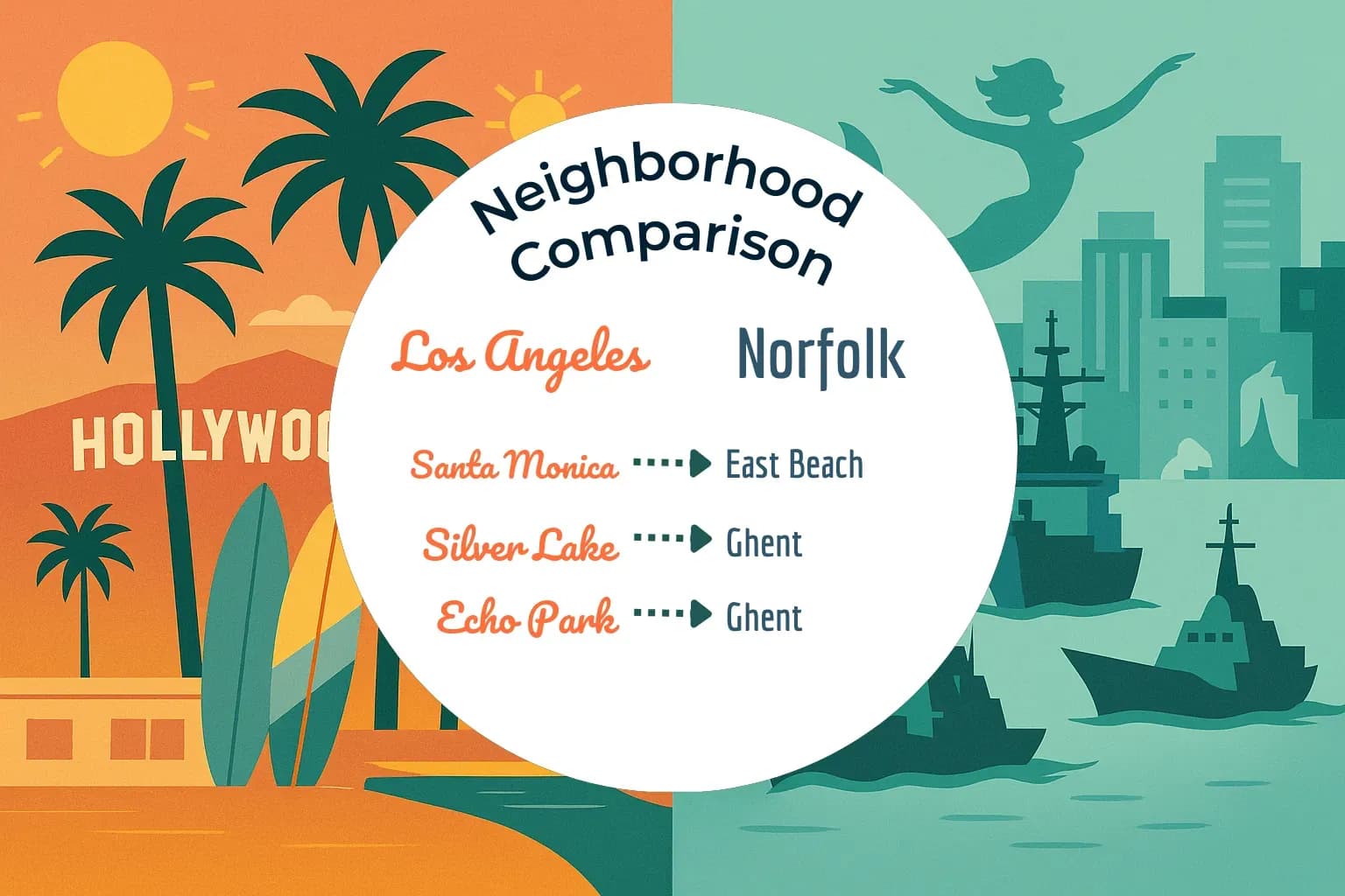 Los Angeles vs Norfolk Neighborhood Comparison