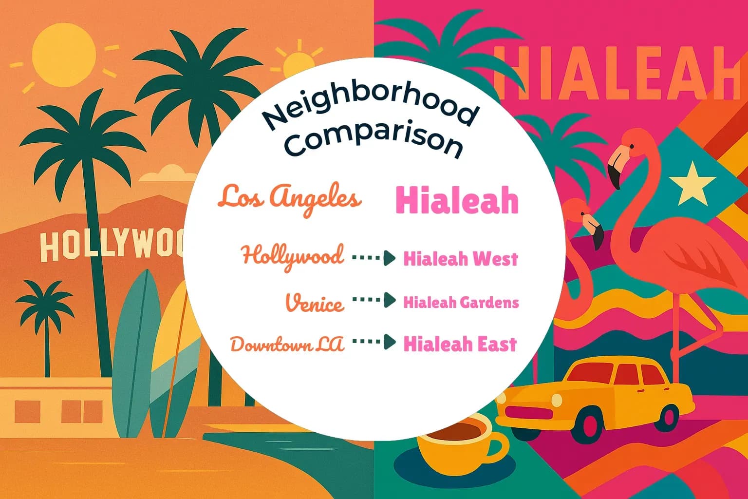 Los Angeles vs Hialeah Neighborhood Comparison