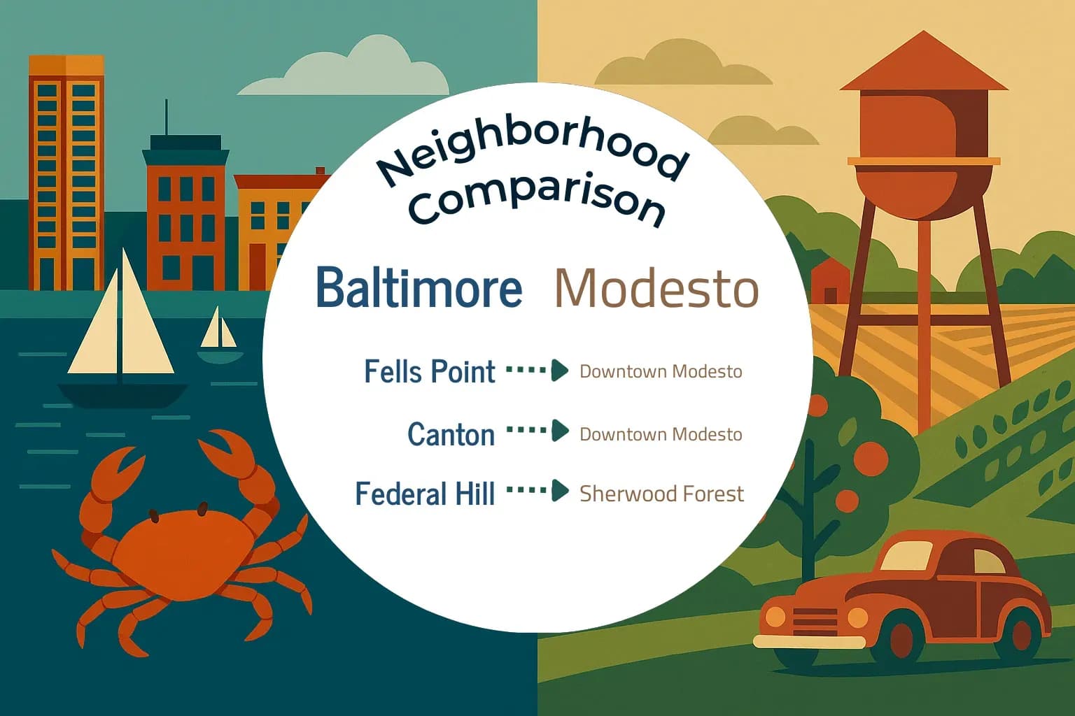 Baltimore vs Modesto Neighborhood Comparison