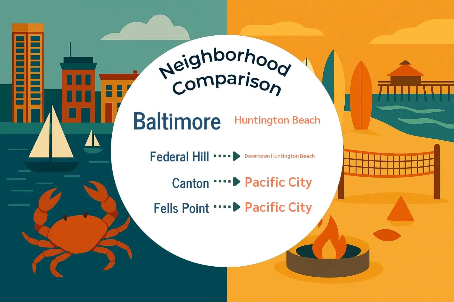 Baltimore vs Huntington Beach Neighborhood Comparison