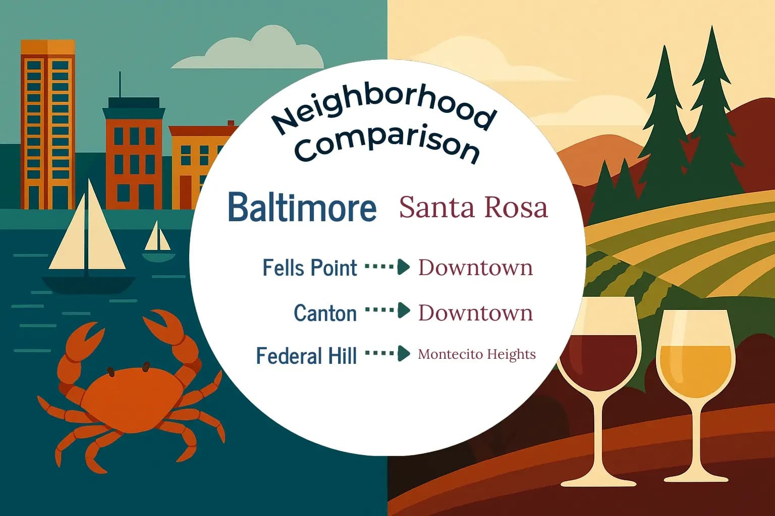 Baltimore vs Santa Rosa Neighborhood Comparison
