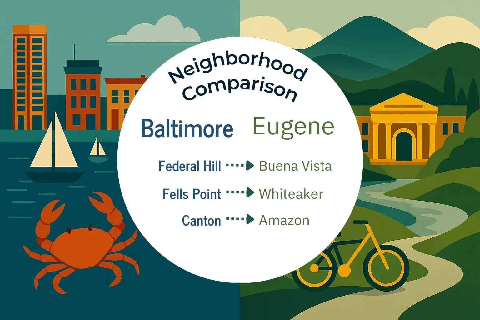 Baltimore vs Eugene Neighborhood Comparison