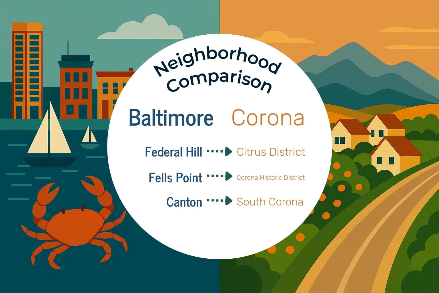 Baltimore vs Corona Neighborhood Comparison