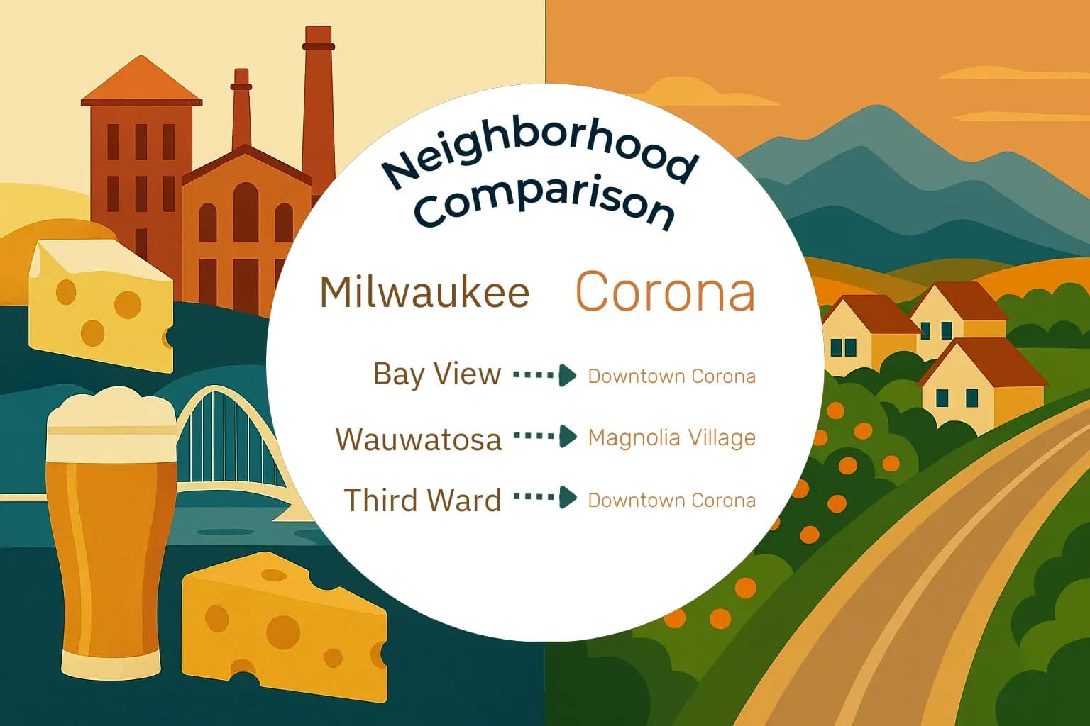 Milwaukee vs Corona Neighborhood Comparison