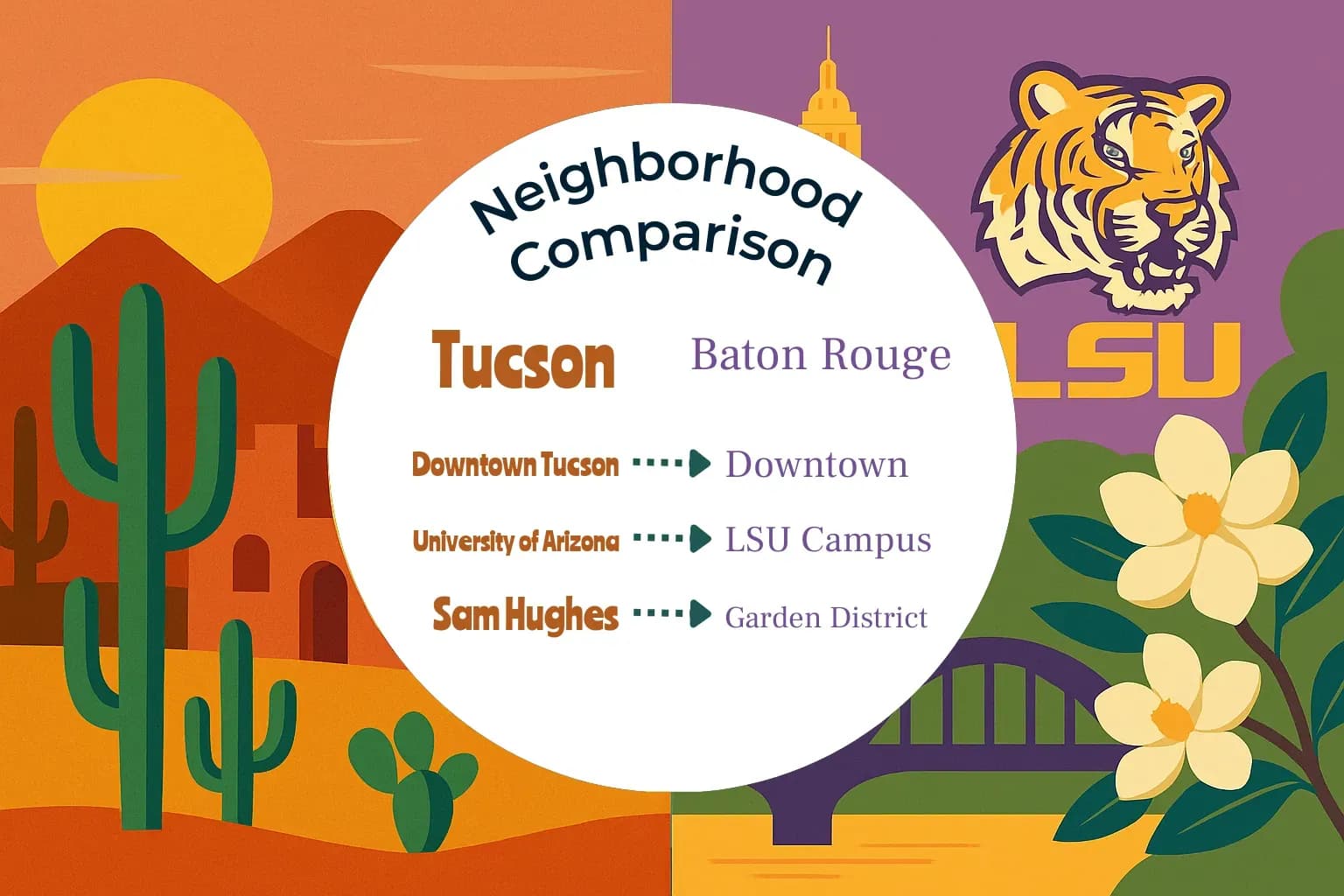 Tucson vs Baton Rouge Neighborhood Comparison