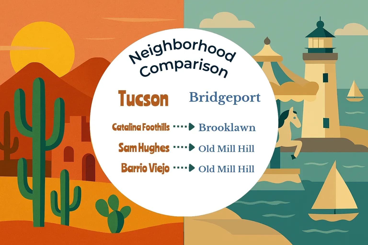 Tucson vs Bridgeport Neighborhood Comparison