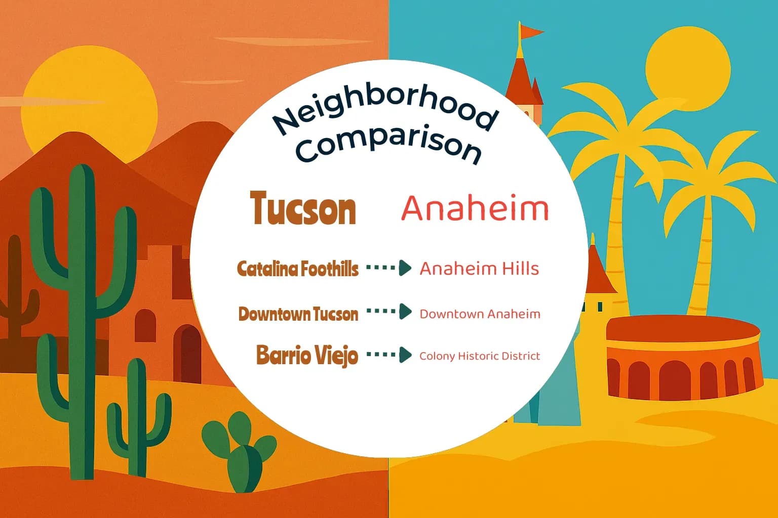 Tucson vs Anaheim Neighborhood Comparison