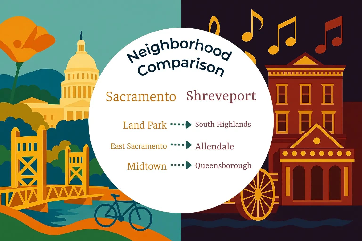 Sacramento vs Shreveport Neighborhood Comparison
