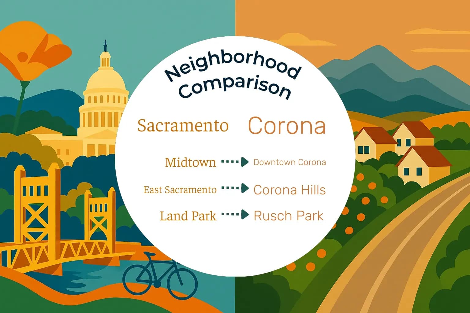 Sacramento vs Corona Neighborhood Comparison