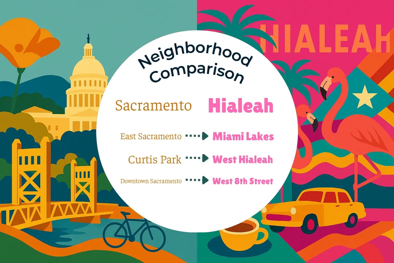 Sacramento vs Hialeah Neighborhood Comparison