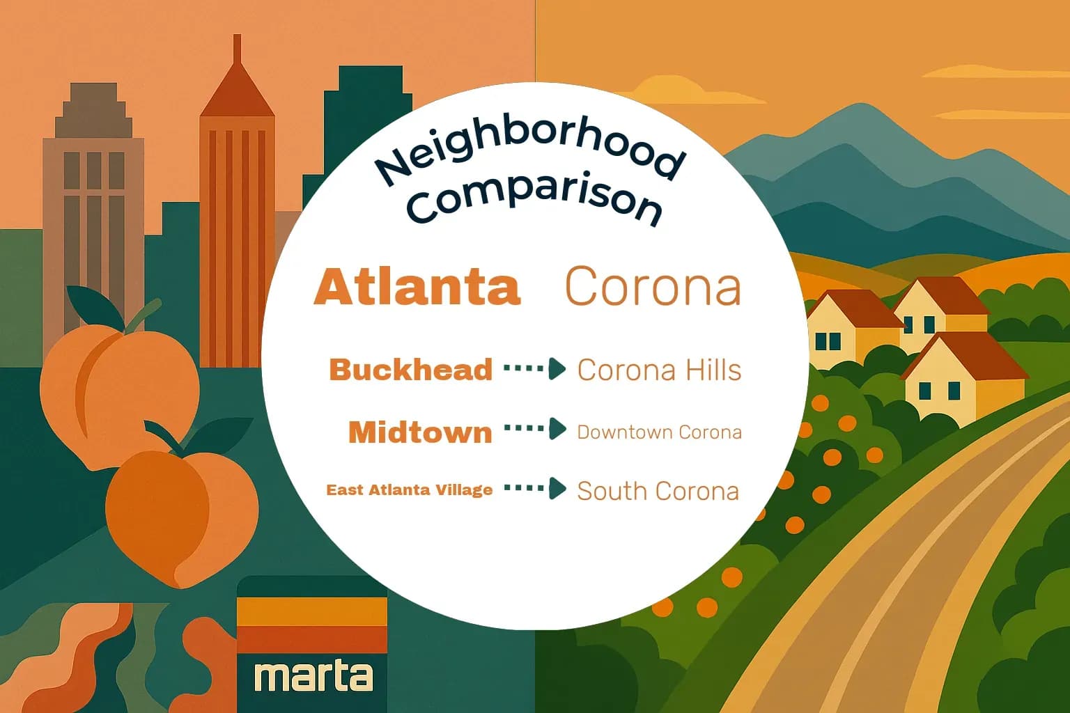 Atlanta vs Corona Neighborhood Comparison