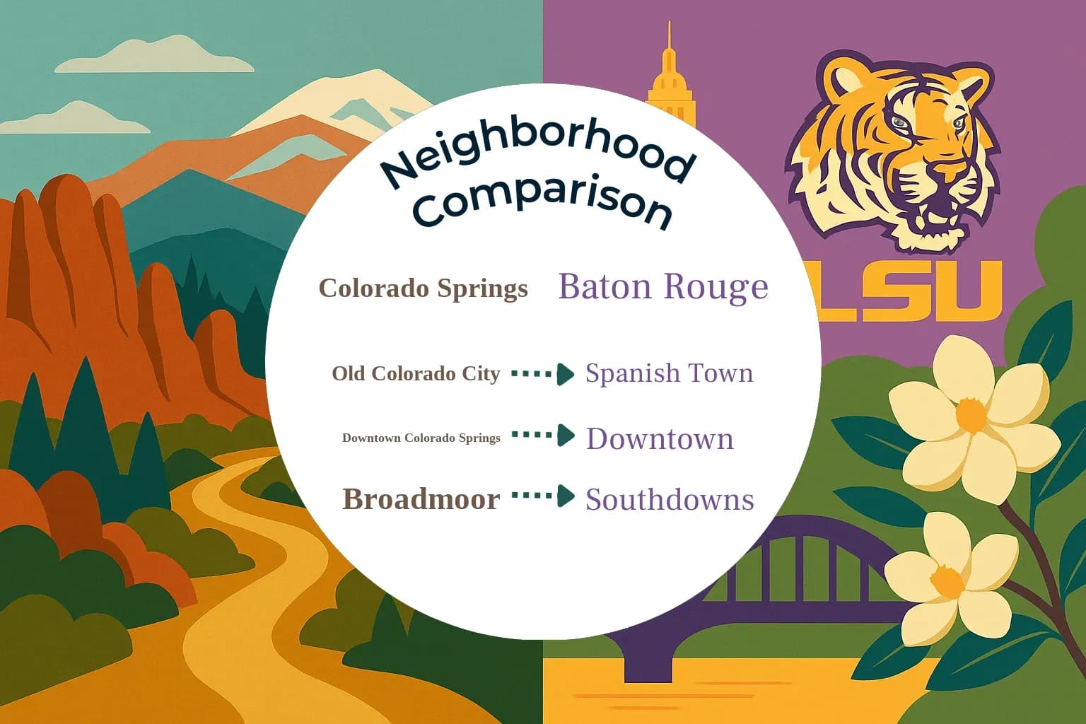 Colorado Springs vs Baton Rouge Neighborhood Comparison