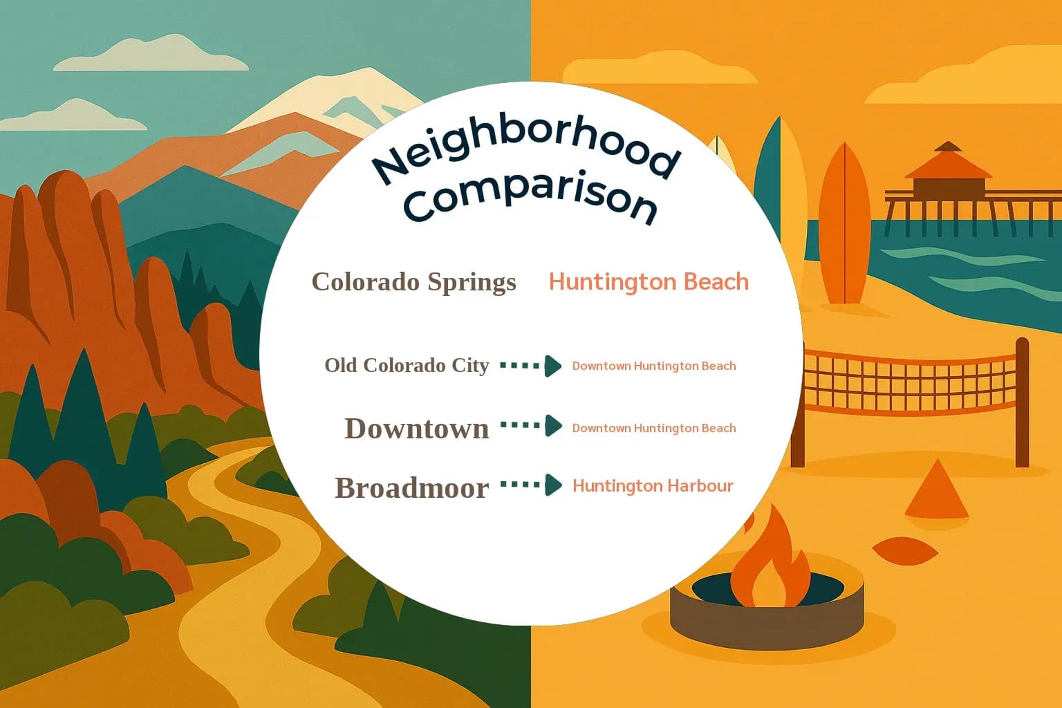 Colorado Springs vs Huntington Beach Neighborhood Comparison