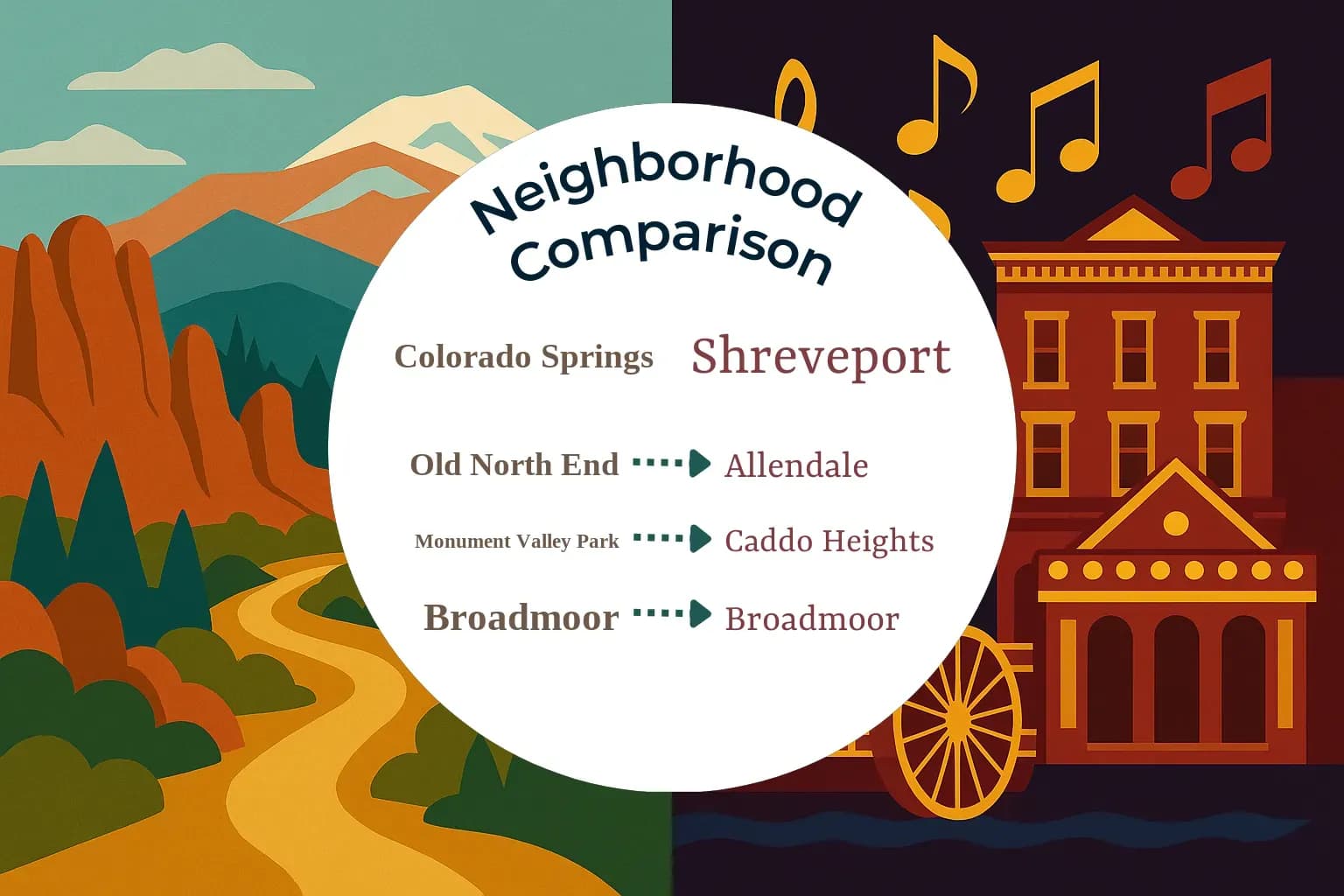 Colorado Springs vs Shreveport Neighborhood Comparison