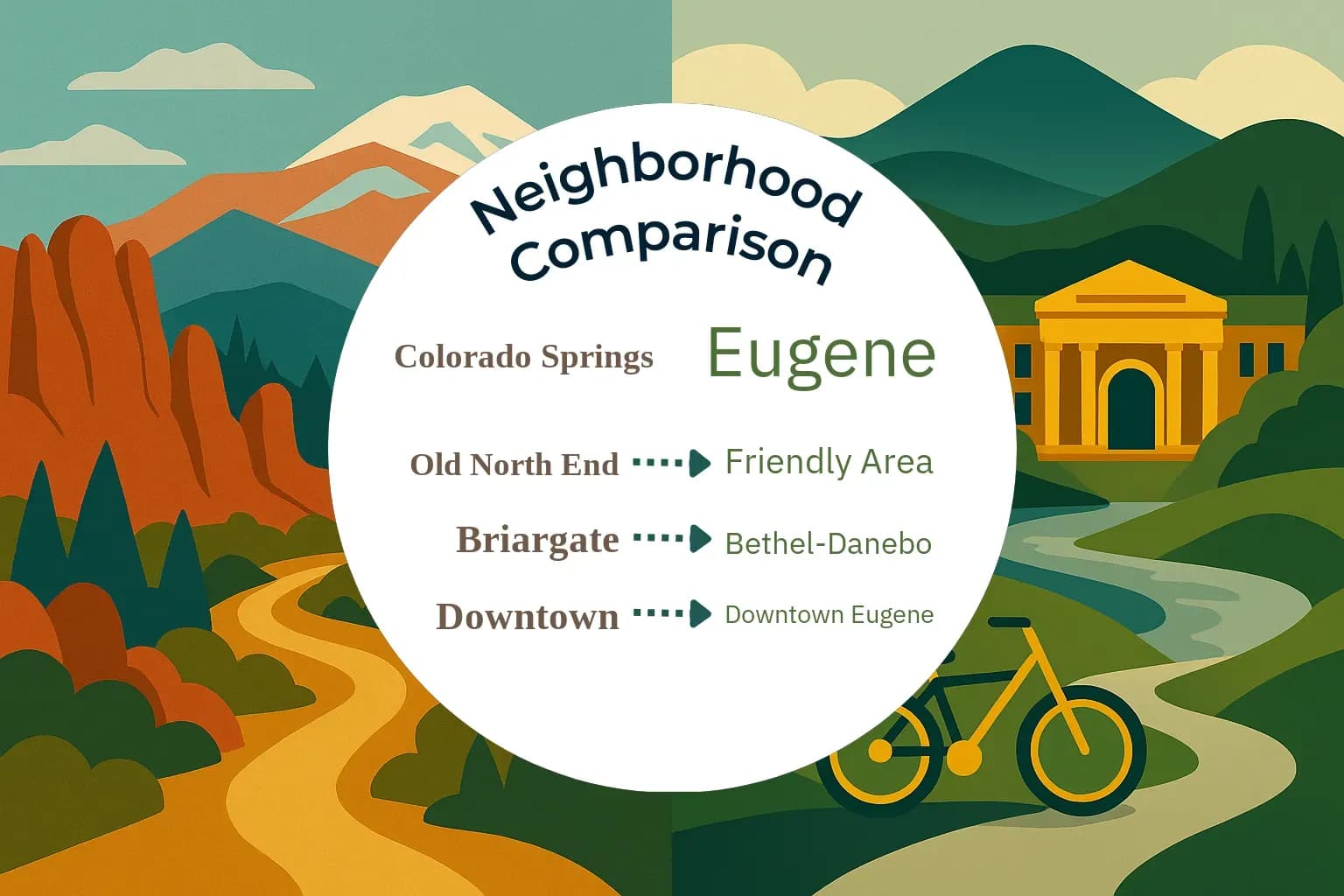 Colorado Springs vs Eugene Neighborhood Comparison