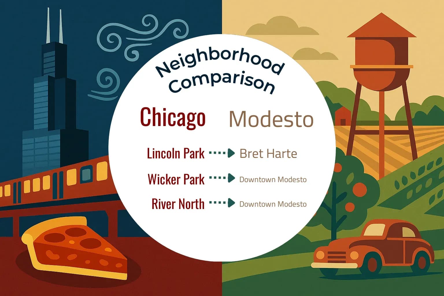 Chicago vs Modesto Neighborhood Comparison