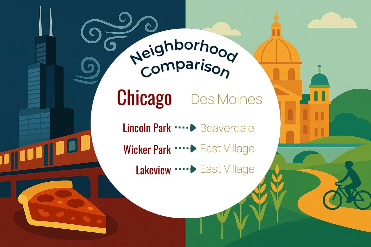 Chicago vs Des Moines Neighborhood Comparison