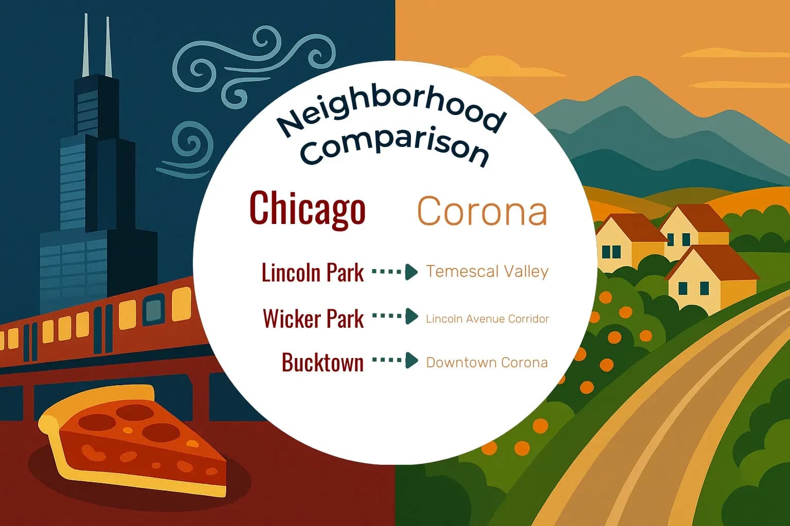 Chicago vs Corona Neighborhood Comparison