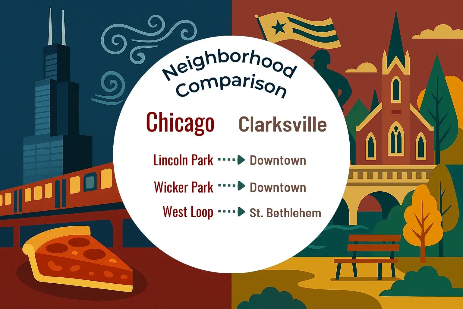 Chicago vs Clarksville Neighborhood Comparison