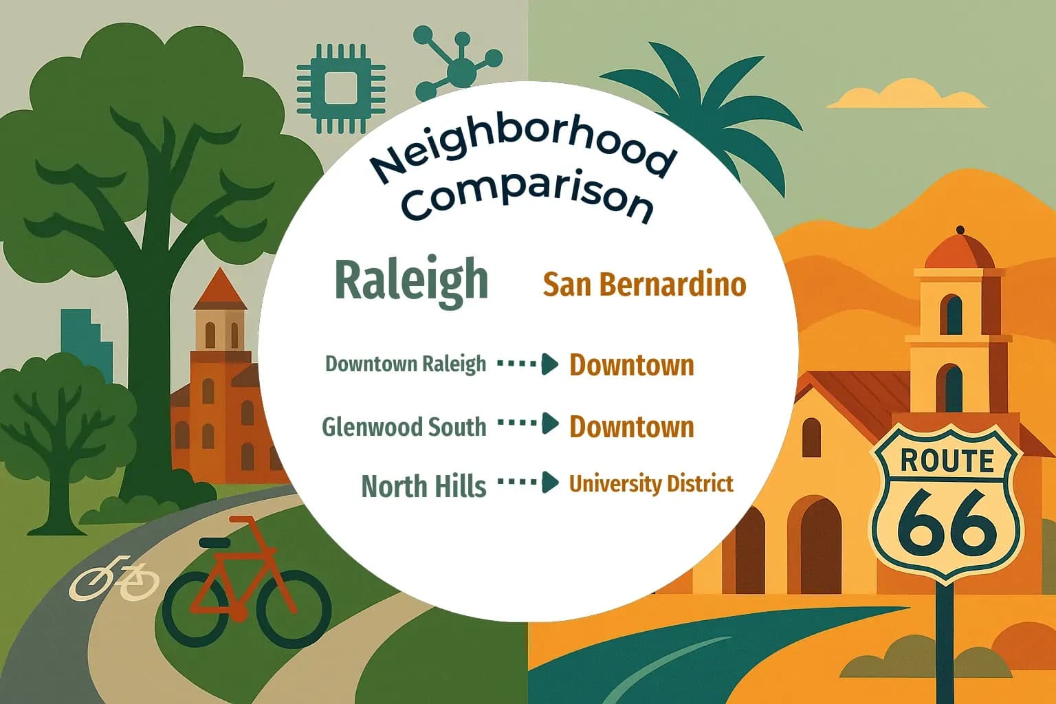 Raleigh vs San Bernardino Neighborhood Comparison