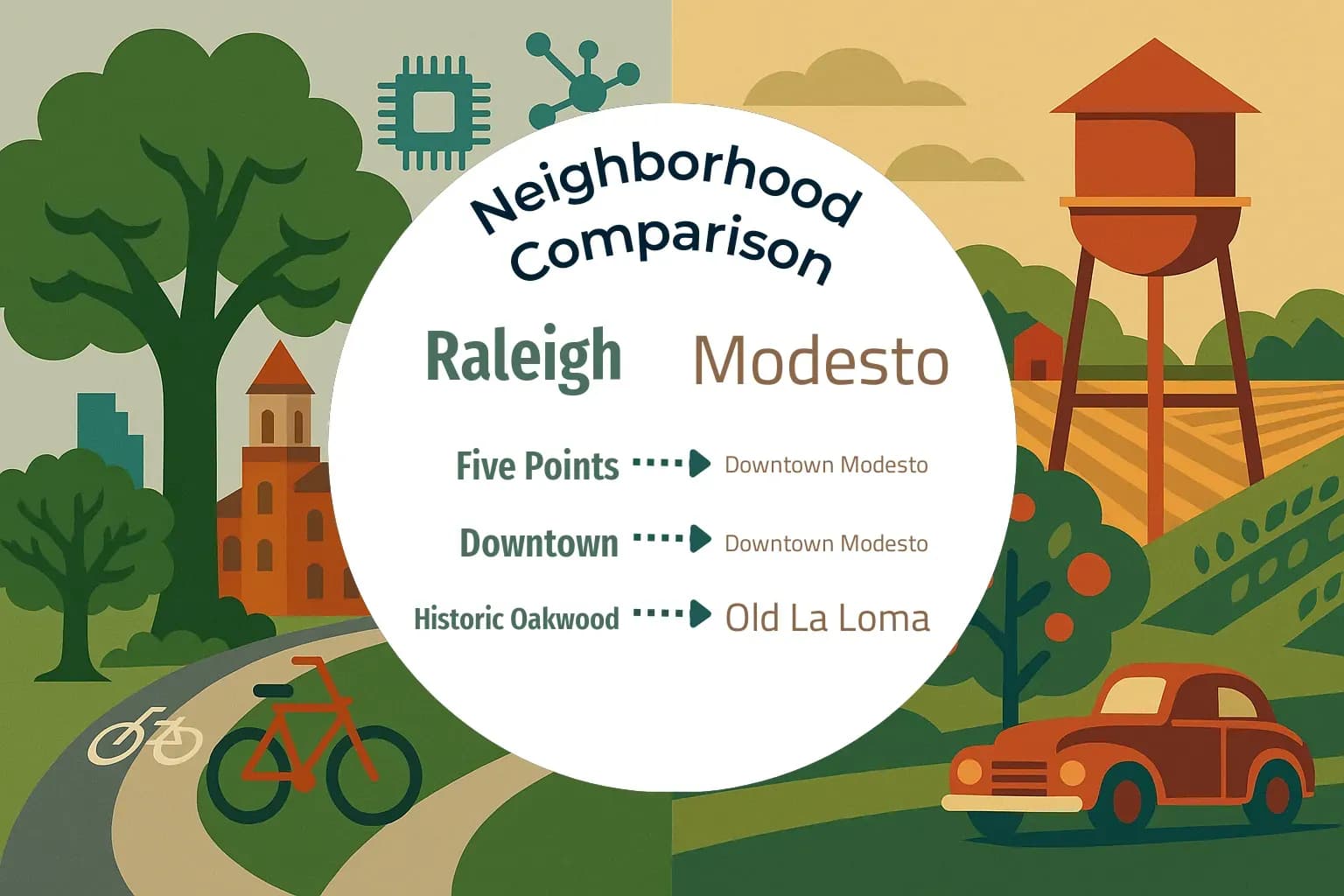 Raleigh vs Modesto Neighborhood Comparison