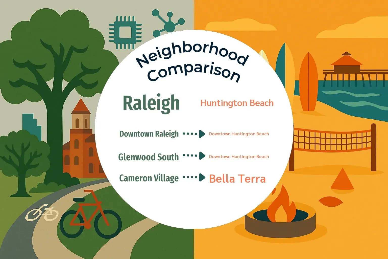 Raleigh vs Huntington Beach Neighborhood Comparison